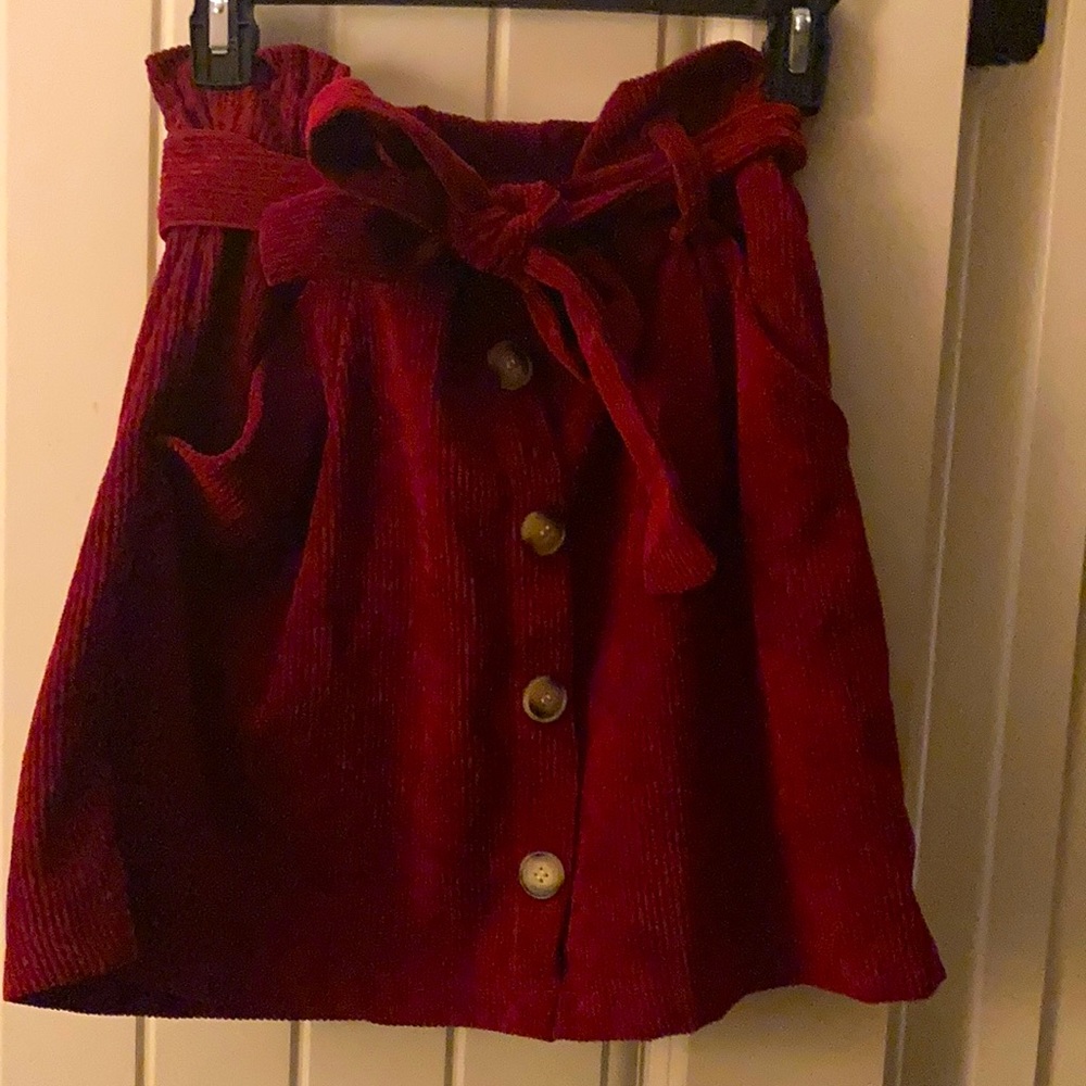 Red/ burgundy corduroy skirt